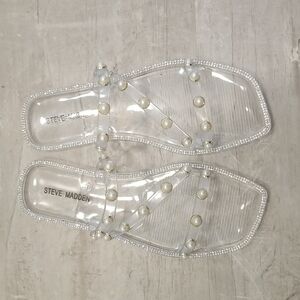 💕STEVE MADDEN💕 Nonii Clear Embelished Sandals ~ Clear 7 NWT